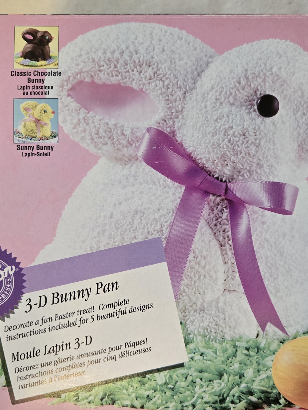 Wilton 3-D Bunny Pan White with Purple Ribbon Cake Mold